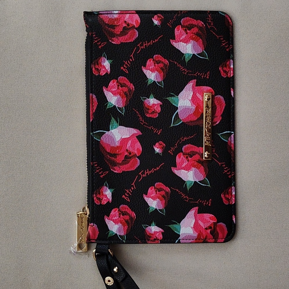 Betsey Johnson Floral Wristlet Purse with strap